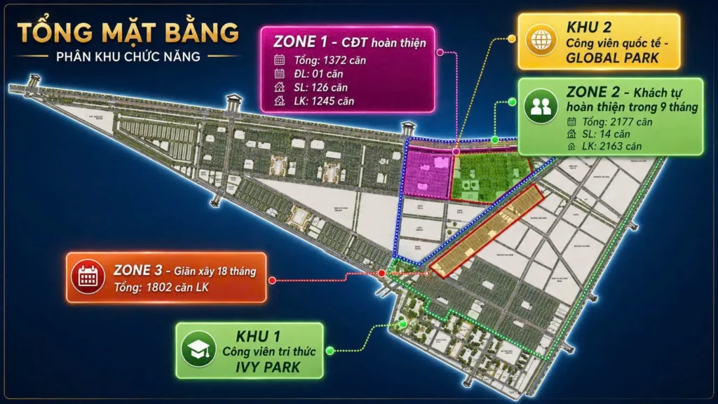 các phân khu tại vinhomes saigon park hóc môn