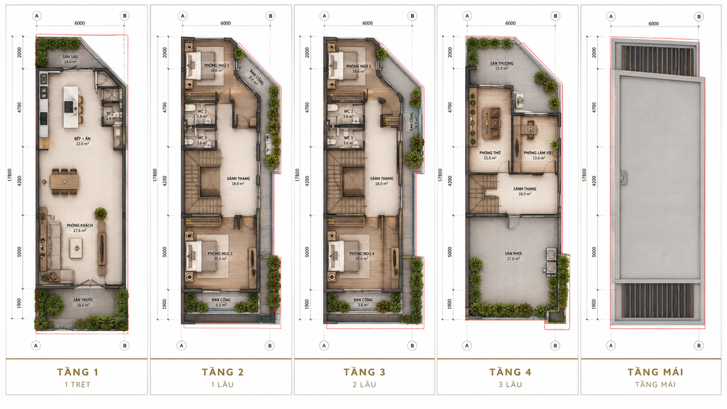 Thiết kế mẫu nhà tại dự án Era City 4 mau can goc nha pho era city