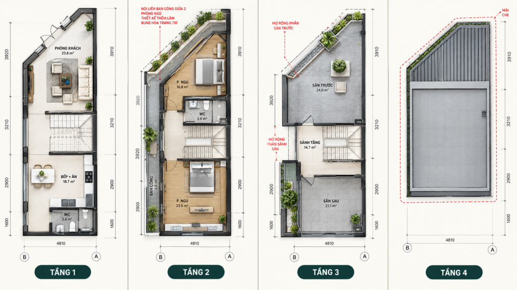 Thiết kế mẫu nhà tại dự án Era City 8 mẫu căn góc nhà ở xã hội Era City