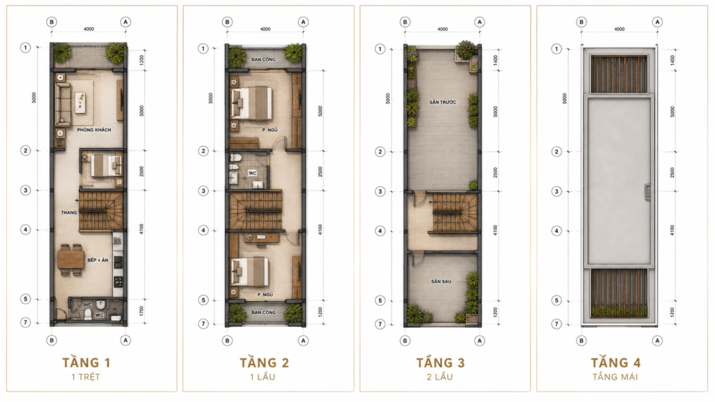Thiết kế mẫu nhà tại dự án Era City 9 mau nha pho era city
